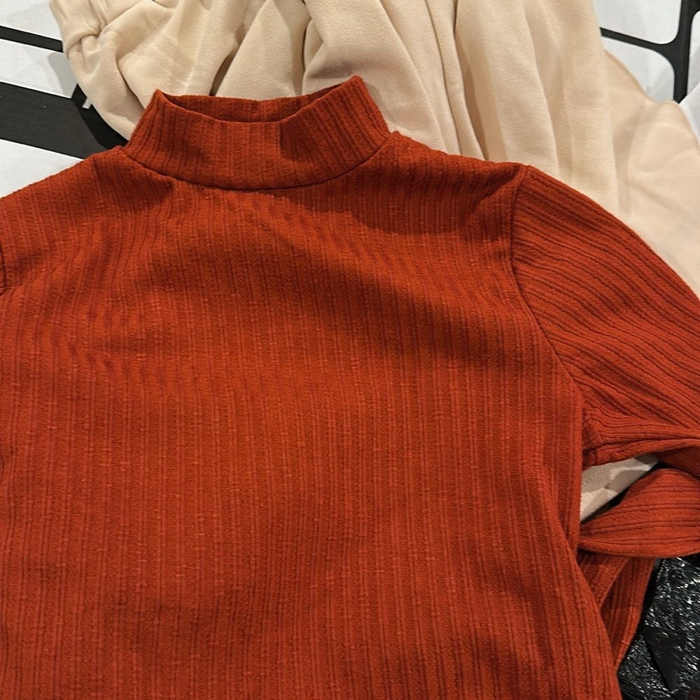 Rust Ribbed Long Sleeve Top - Picture 3 of 3
